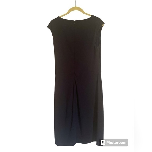 LAUREN Ralph Lauren Navy Jersey Cap Sleeve Embellished Cocktail Dress Size 8 - Picture 2 of 14